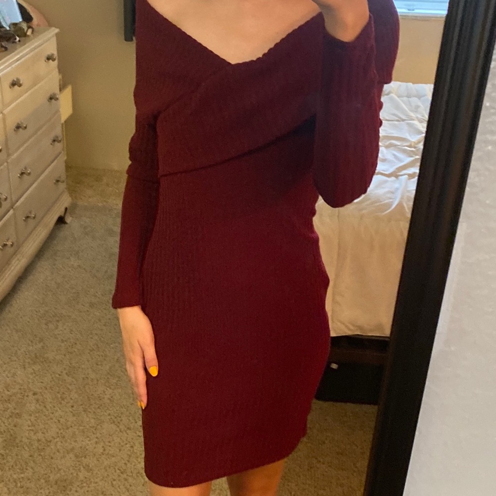 Burgundy sweater dress